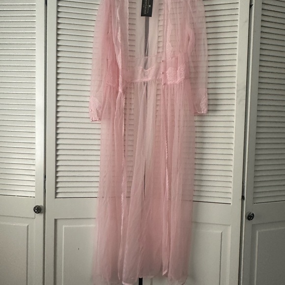 Sheer Pink Lace Robe - Picture 1 of 3